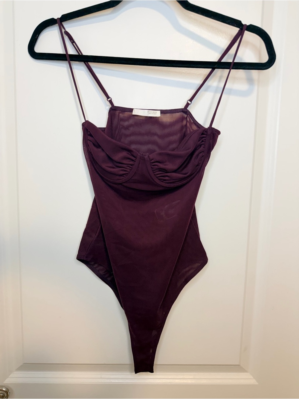 Zara Plum Mesh Underwire Bodysuit